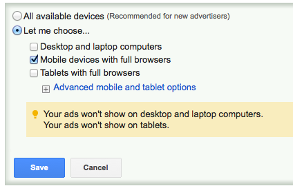 Device Settings Mobile Targeting